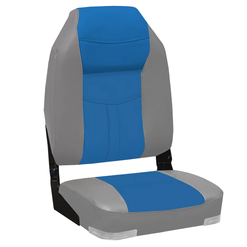 OCEANSOUTH High Back Deluxe Folding Boat Seat - Grey/Blue