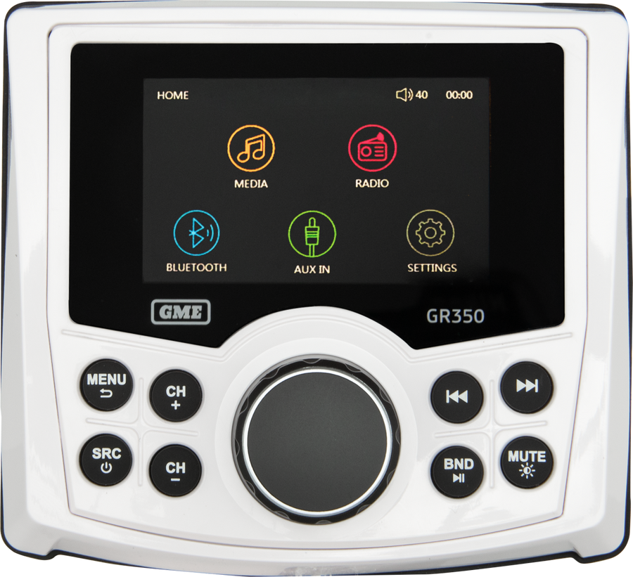 GME GR350 Compact AM/FM Marine Stereo with Cover, Bluetooth & USB Input - White