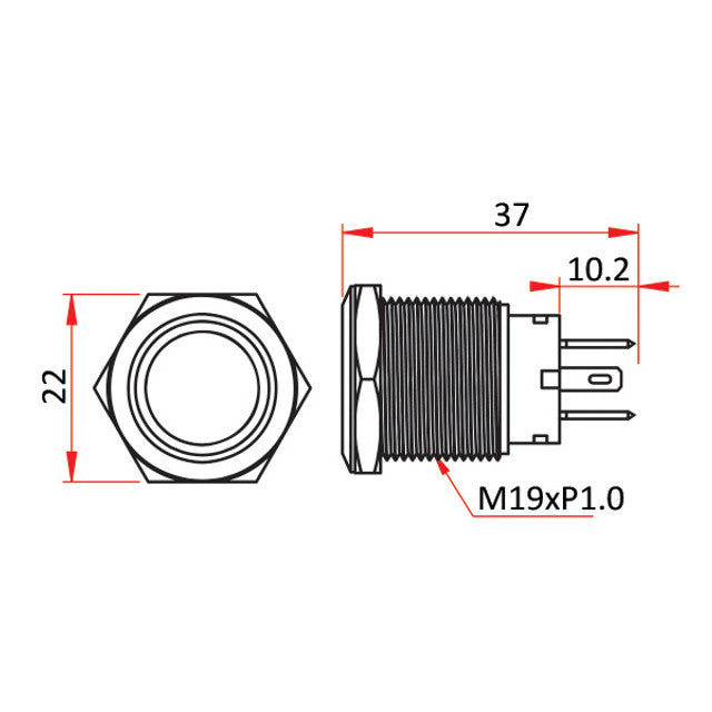 RELAXN Switch - 20A Stainless Steel Push Switch with LED Back Light