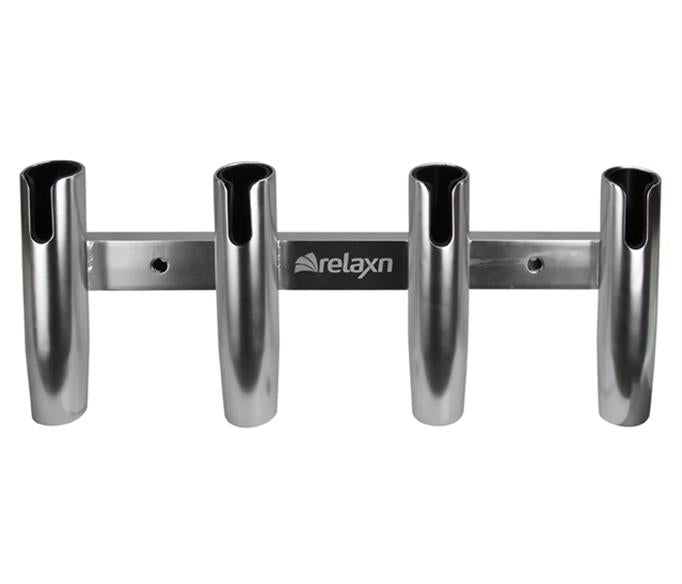 Relaxn Rod Holder - Side Mounting Polished Alloy 4 Rod Rack