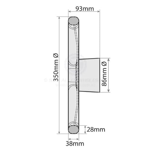 Relaxn 350mm Steering Wheel with PU Grip & Polished G316 Stainless Steel Spokes