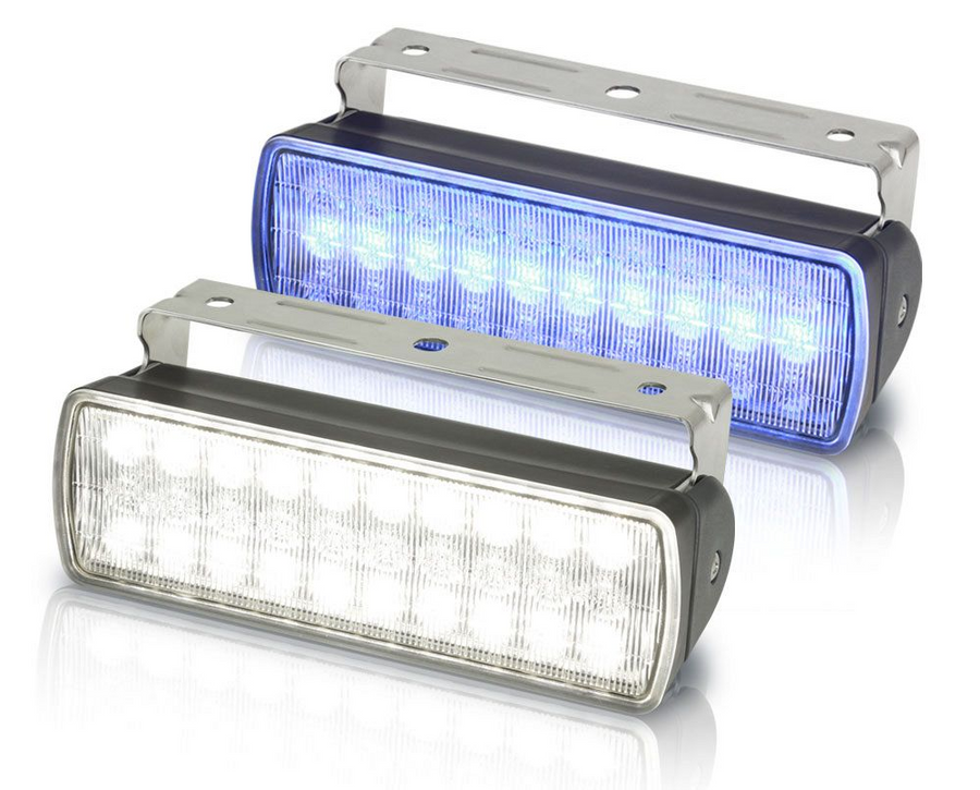 Hella Marine Sea Hawk-XL Dual Colour LED Floodlights - White/Blue Combination, Black Housing