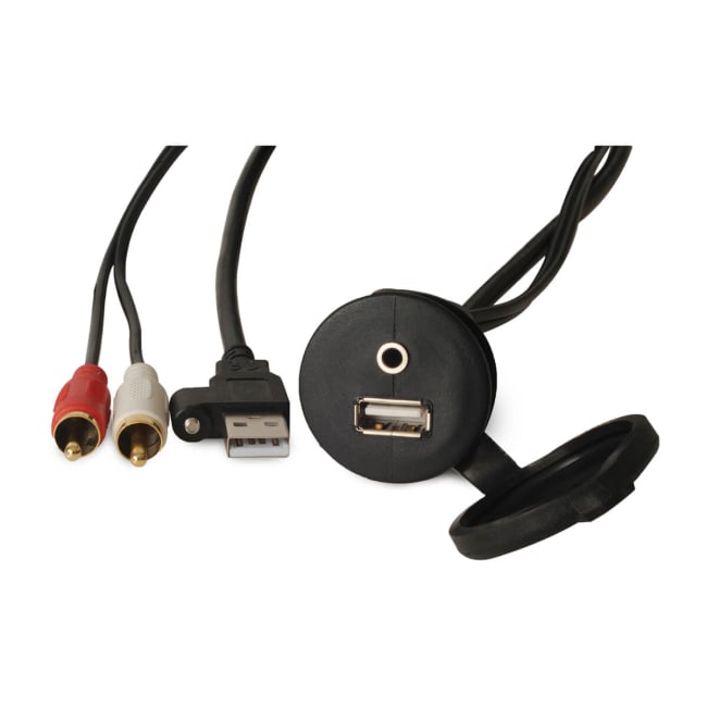 Fusion Panel Mount USB /3.5 mm AUX Connector