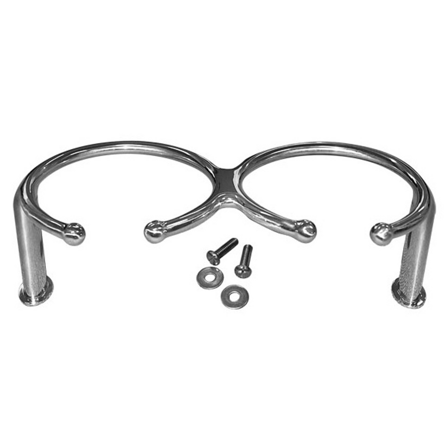 SAW Drink Holder - Surface Mount Stainless Steel - 220mm x 105mm dual holder