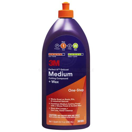 3M Perfect-IT Gelcoat Medium Cutting Compound + Wax (One-Step) - 1 x 946ml