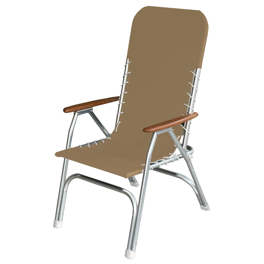 High Back Aluminum Deck Chair - Beige