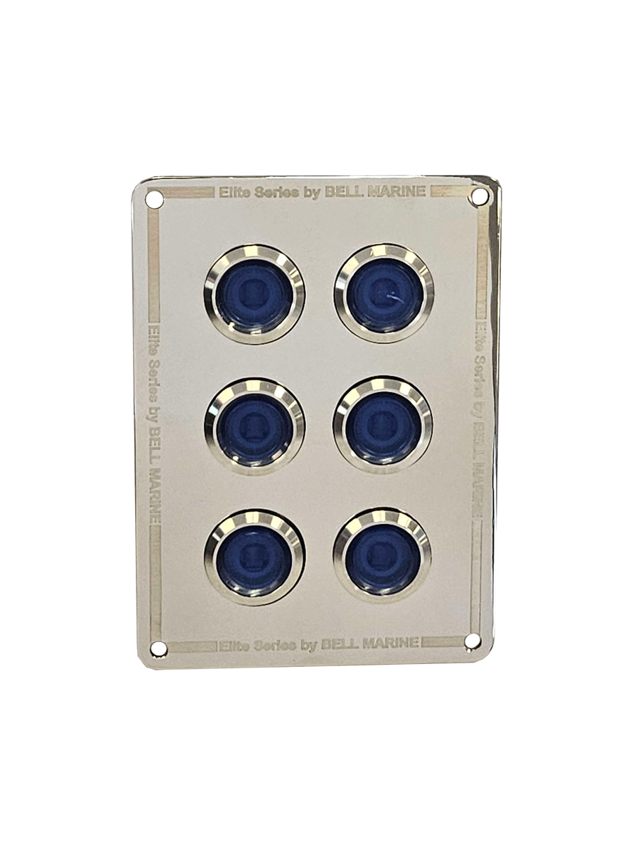 Bell Marine Elite Backlit Switch Panel 6 Gang Inline or SBS 15 AMP - 6 Gang Side-by-side