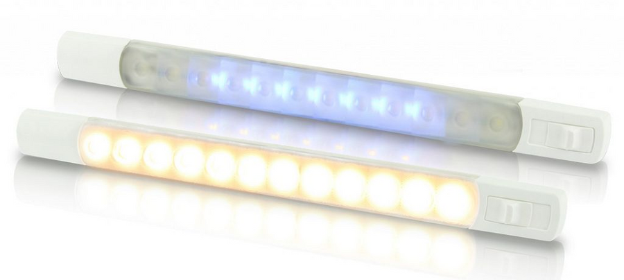 Hella Marine Dual Colour LED Strip Lamps with Sealed Switch - 24V DC Warm White - Blue LEDs