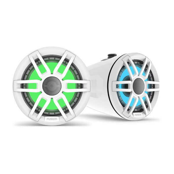 Fusion® XS Series 6.5" 200-Watt Sports White Marine Wake Tower Speaker with RGB LED Lighting