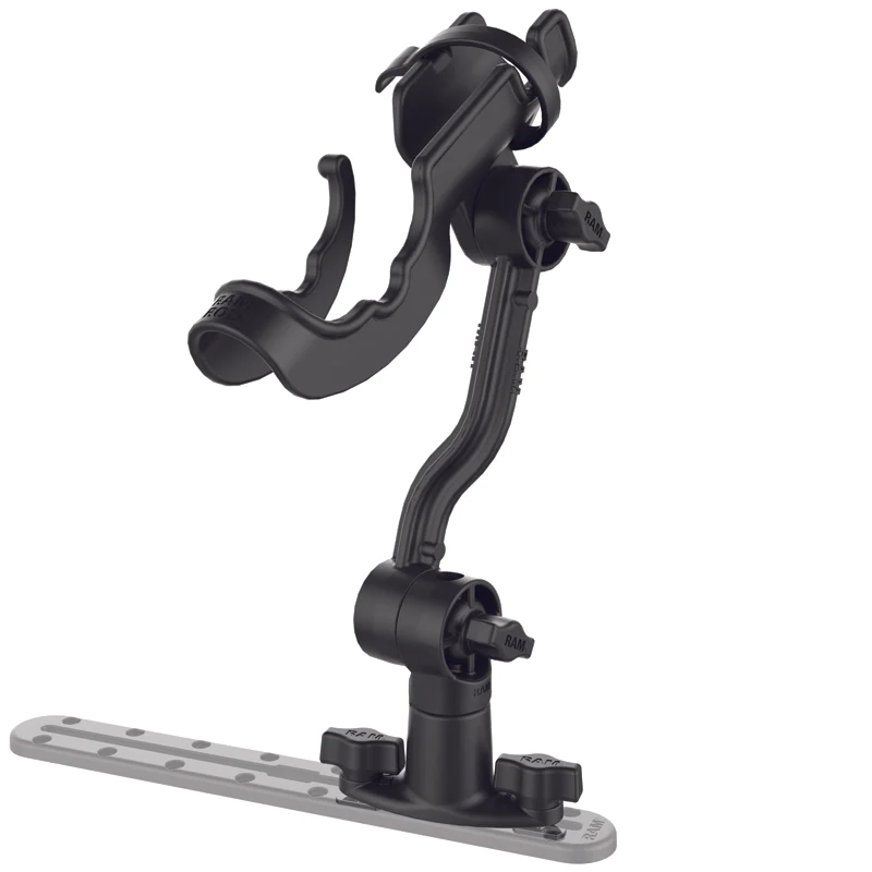 RAM Mounts ROD® Fishing Rod Holder with Extension Arm and Dual T-Bolt Track Base