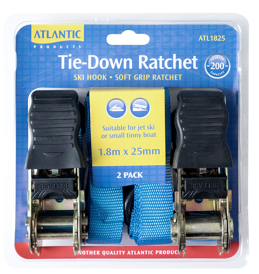 ATLANTIC Transom Ratchet Tie Down Set 25mm - Zinc-plated / Stainless Steel