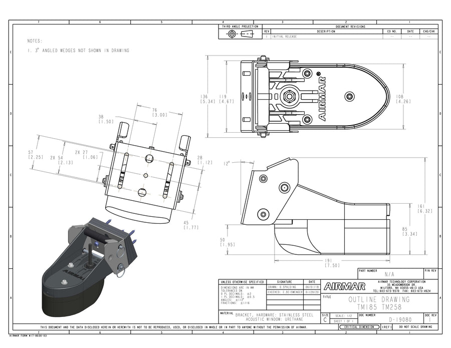 Airmar TM185M - Chirp-ready Transom Mount Transducer