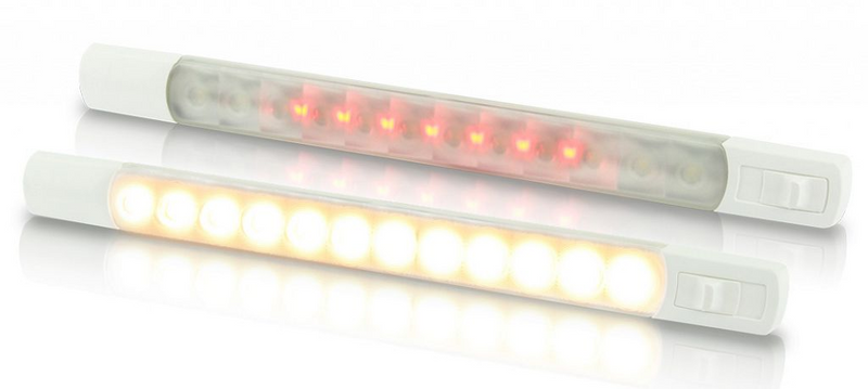 Hella Marine Dual Colour LED Strip Lamps with Sealed Switch - 24V DC Warm White - Red LEDs