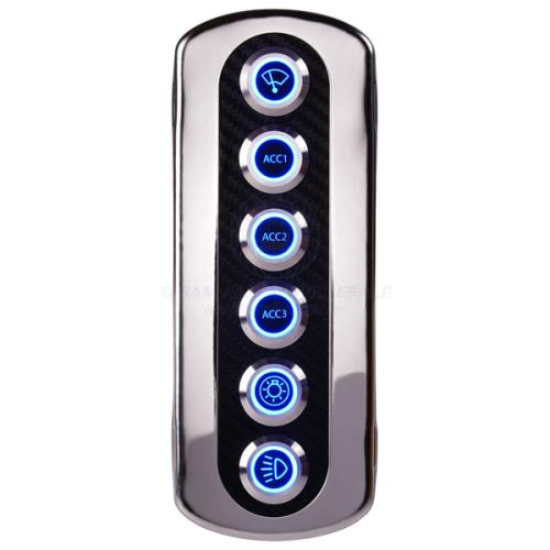 Relaxn Carbon Fiber Vinyl Switch Panel with 20A S/S Push Button Switches