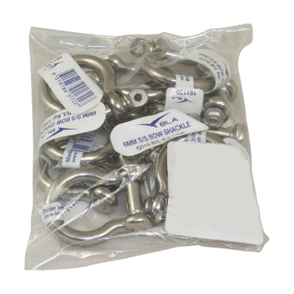 BLA Bow Shackle - 316 Grade Stainless Steel - 8mm, 10