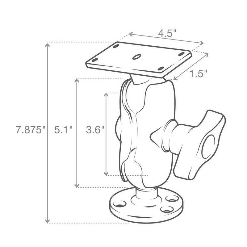 RAM Mounts Drill-Down Double Ball Mount for Humminbird Helix 9, 10, and 12