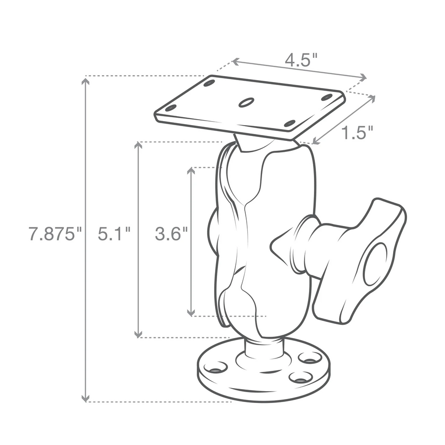 RAM Mounts Drill-Down Double Ball Mount for Humminbird Helix 9, 10, and 12
