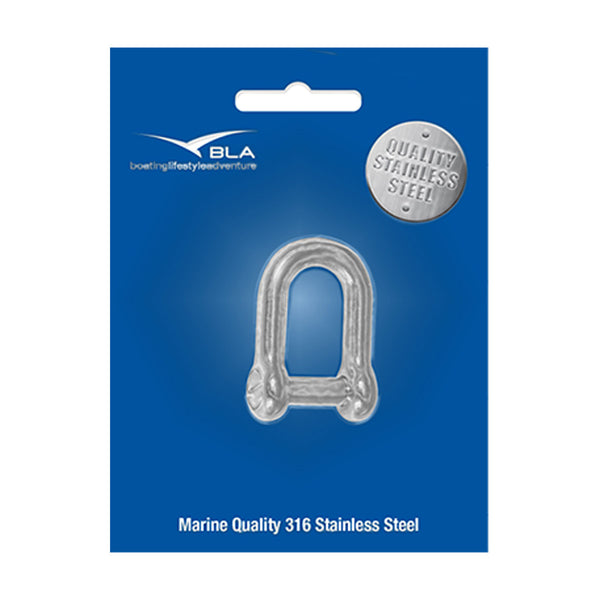 BLA D Shackle - 316 Grade Stainless Steel Countersunk Pin - 18mm x 10mm PACKED