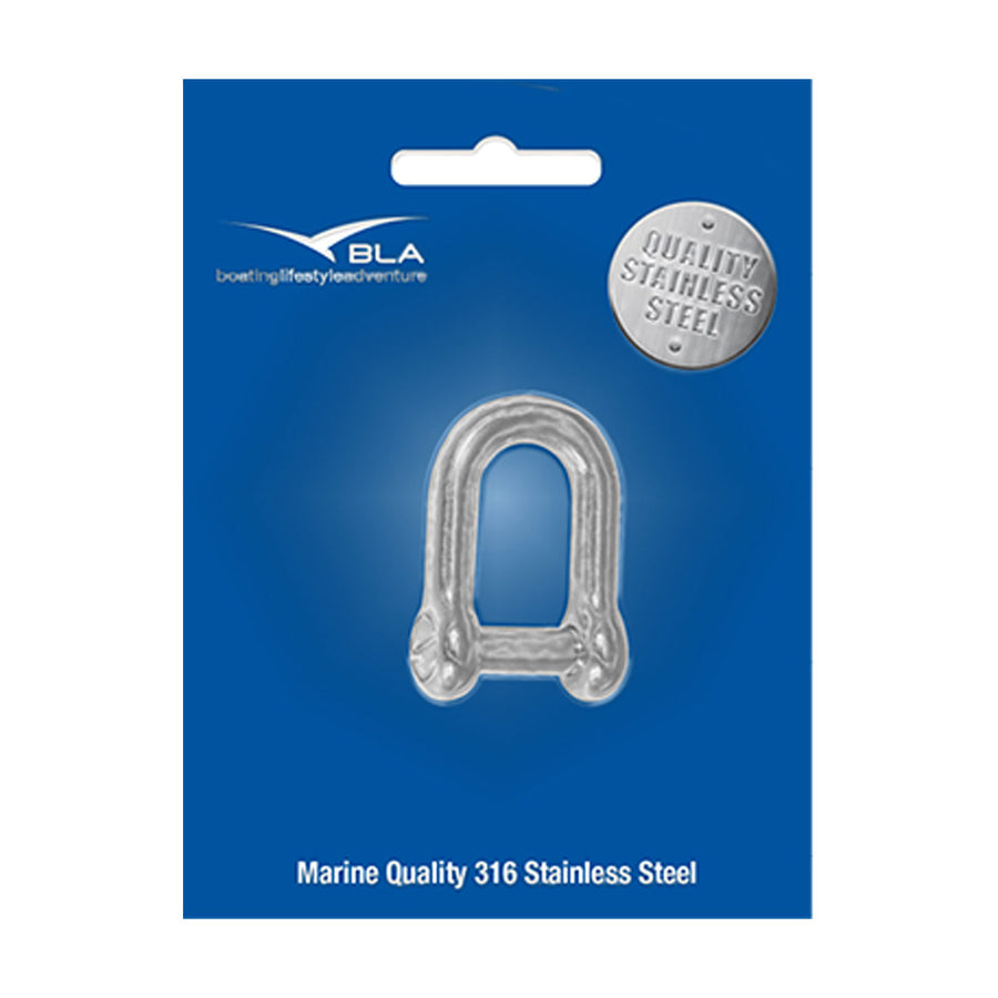 BLA D Shackle - 316 Grade Stainless Steel Countersunk Pin - 18mm x 10mm PACKED