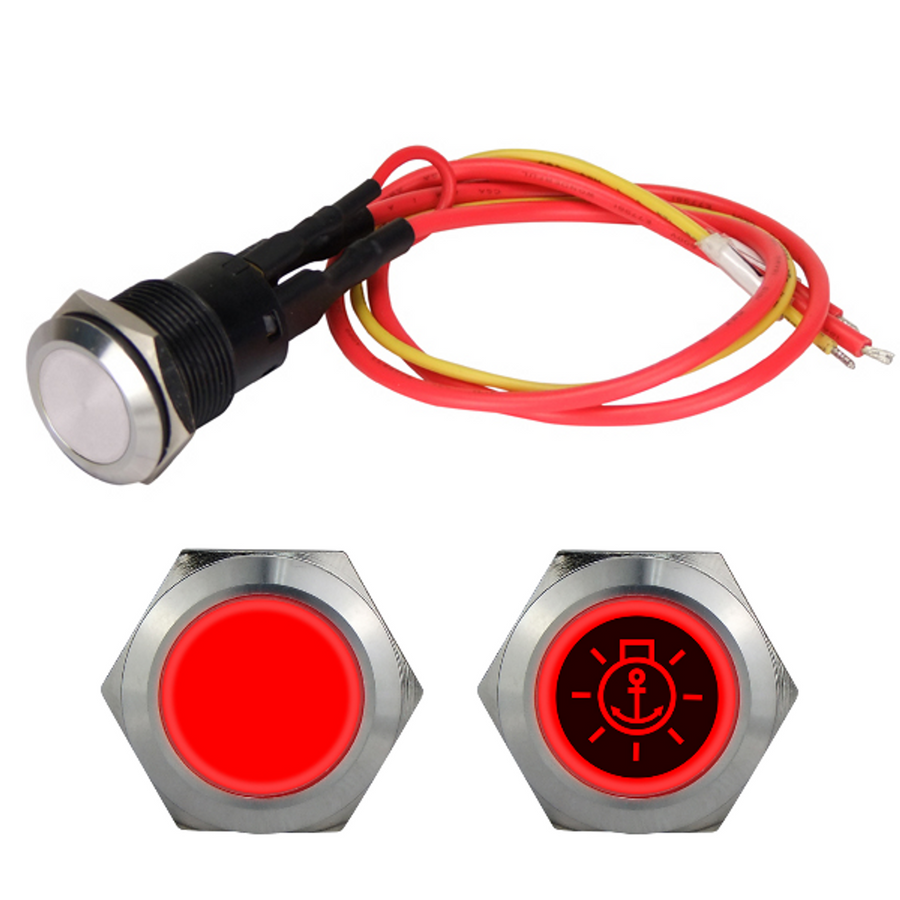 RELAXN Switch - 20A Stainless Steel Push Switch with LED Back Light - Pack of 1