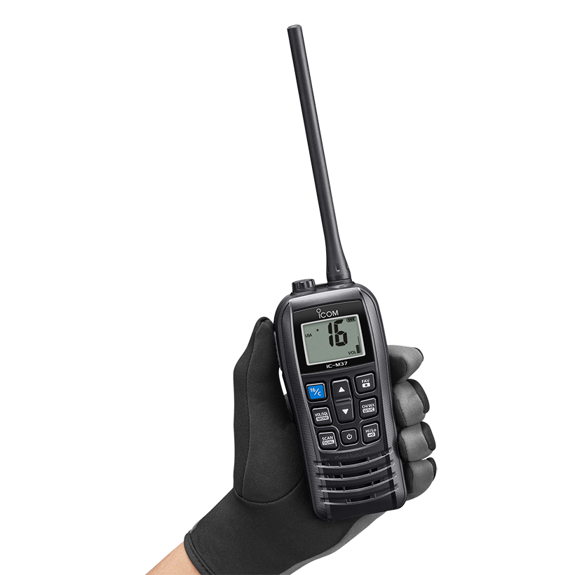 ICOM IC-M37 VHF Marine Radio - 6 Watt VHF with Float'n Flash and 12 Hours of Operation