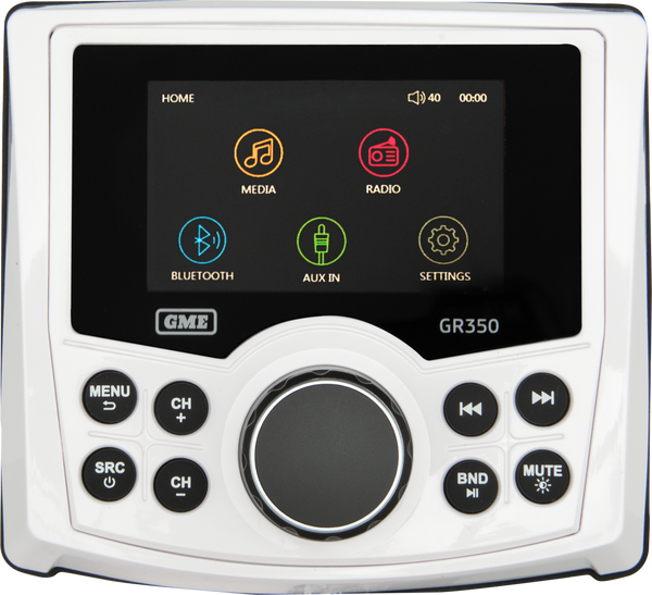 GME GR350 Compact AM/FM Marine Stereo with Cover, Bluetooth &amp; USB Input - White