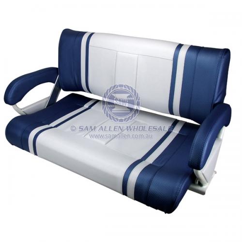 Relaxn Seat Console Series - Double Flip Back Silver and Blue Carbon