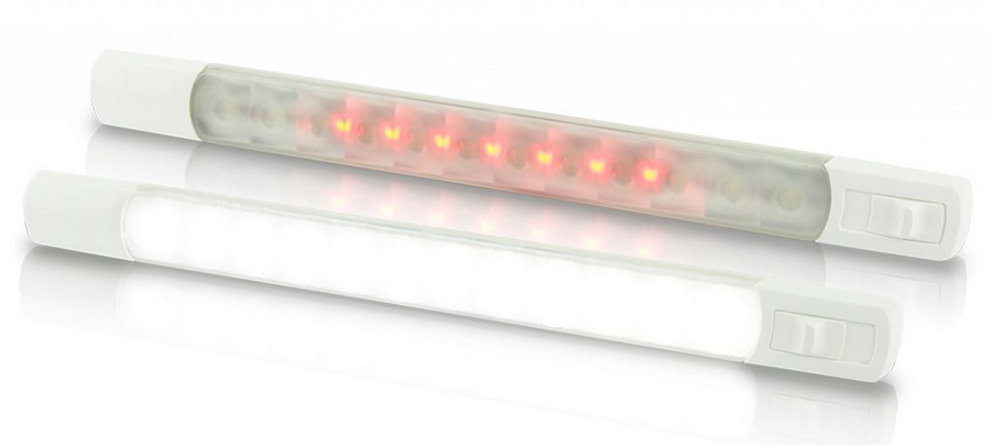 Hella Marine Dual Colour LED Strip Lamps with Sealed Switch - 24V DC White - Red LEDs