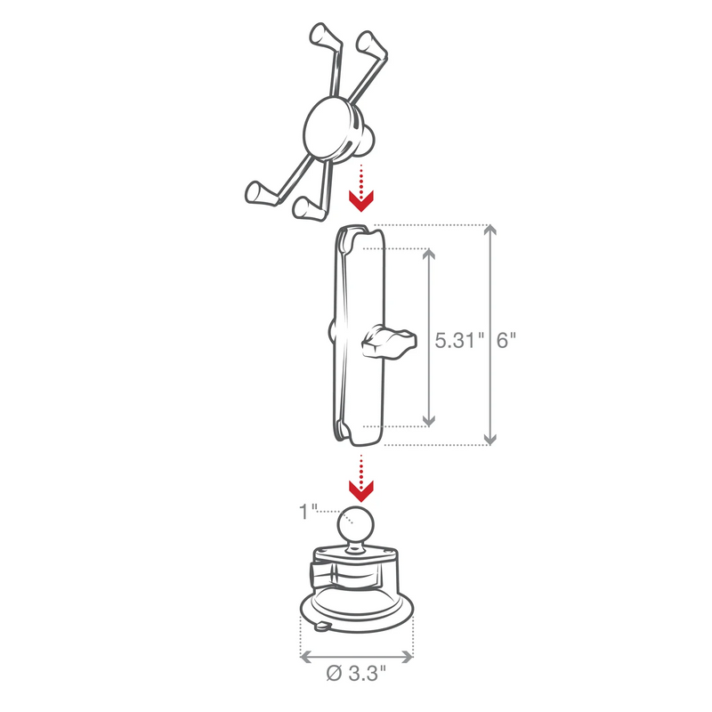 RAM Mounts X-Grip® Large Phone Mount with Twist-Lock™ Suction Cup - Long