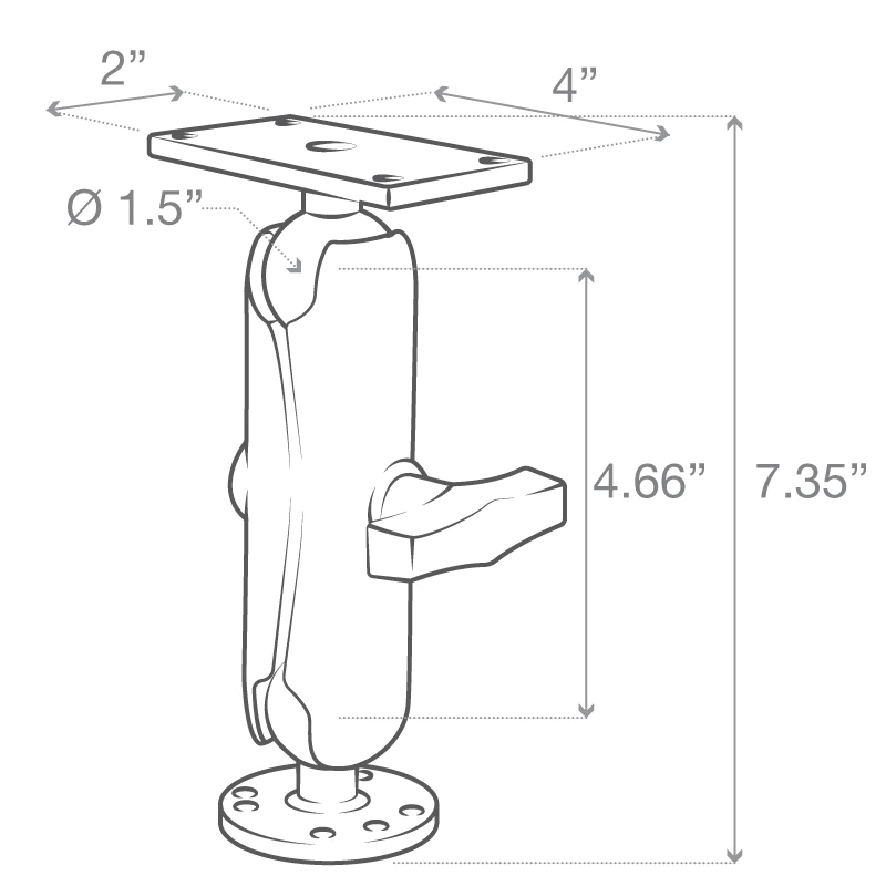 RAM Mounts Drill-Down Double Ball Mount for Humminbird Helix 7