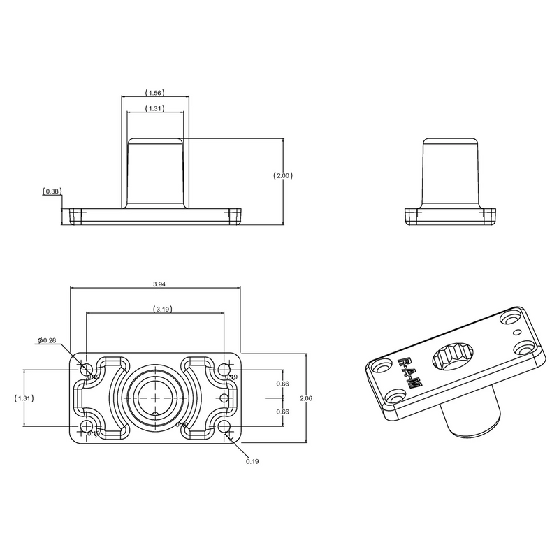 RAM Mounts ROD® Flush Spline Post Base