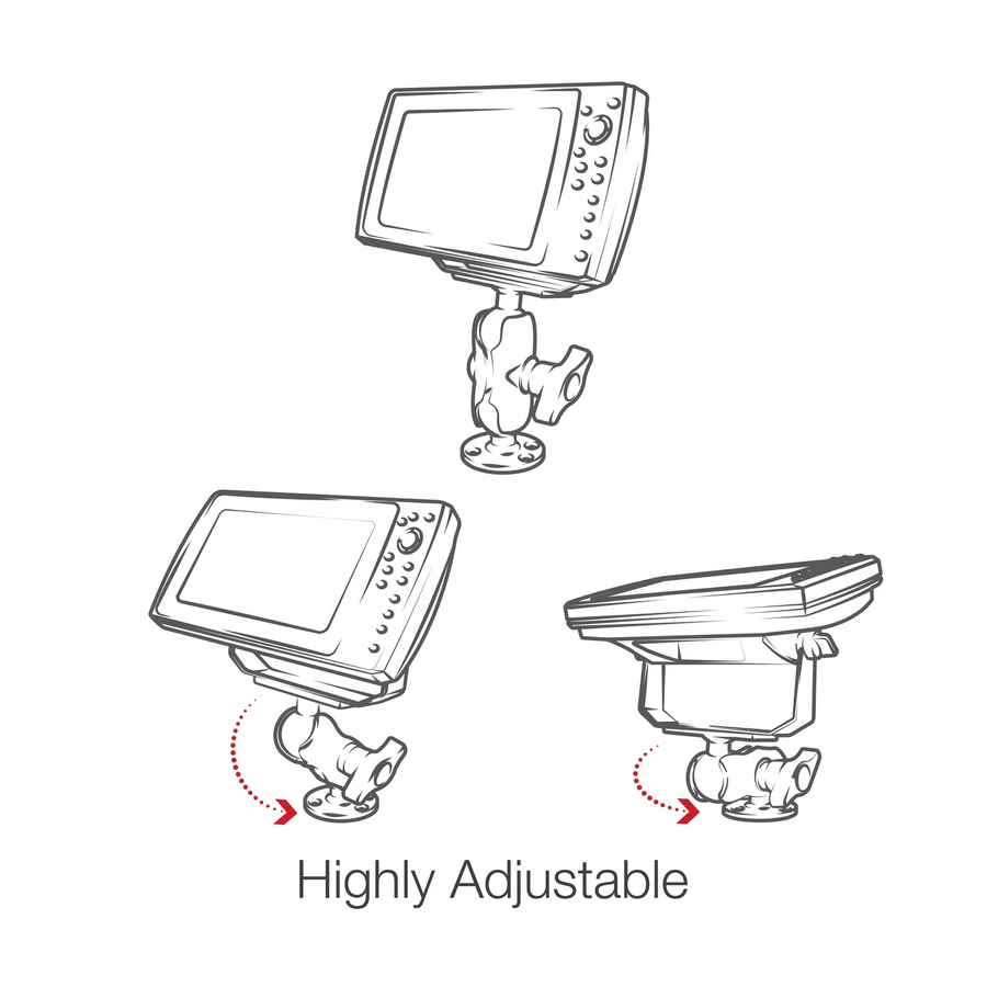 RAM Mounts Drill-Down Double Ball Mount for Humminbird Helix 9, 10, and 12