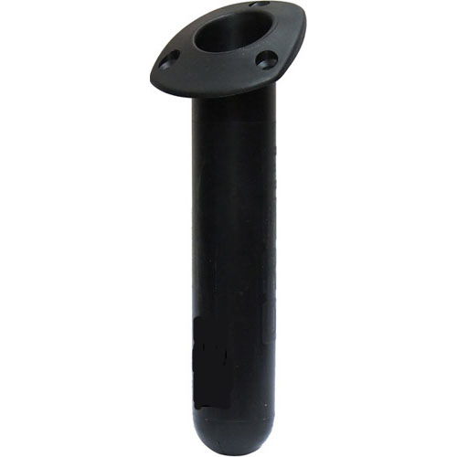 Plastic Flush Mount Rod Holder - Large Oval Head 30 Degree Angle - Black (49222)