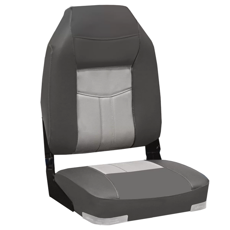 OCEANSOUTH High Back Deluxe Folding Boat Seat - Charcoal/Grey
