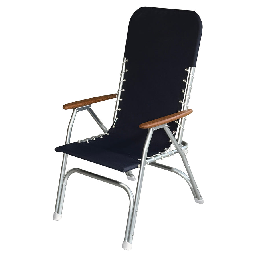 High Back Aluminum Deck Chair - Navy Blue