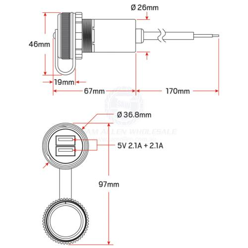 Relaxn Flush Mount Dual USB Charging Socket