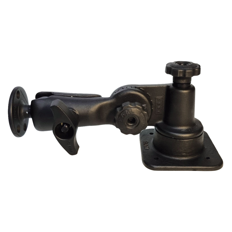 RAM Mounts Rachet Vertical Mount/Horizontal Mount with D Ball Round Base to suit Transducer Poles