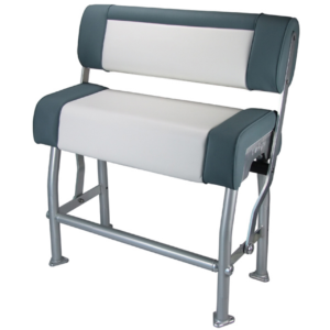 Relaxn Seat Centre Console Flip-Back - Silver Frame + White and Grey Cushion