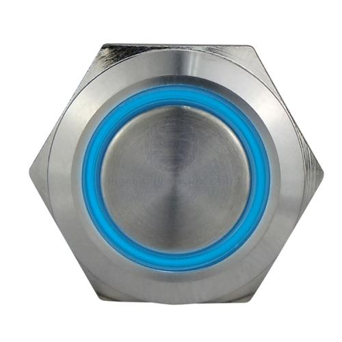 RELAXN Switch - 20A Stainless Steel Push Switch with Blue LED Light Ring