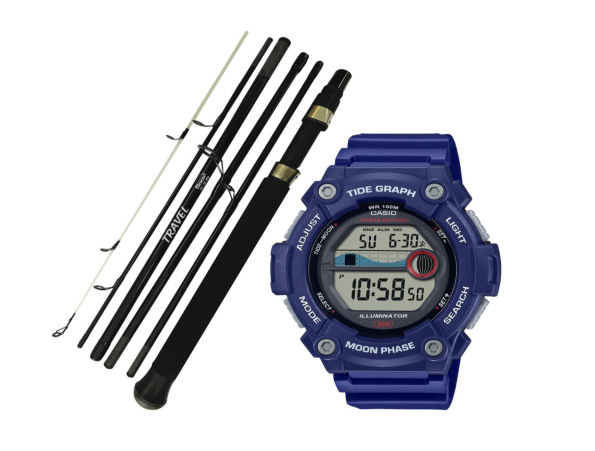CASIO Tide and Time Watch + Eurocor 6 Piece Take Apart Spin Rod