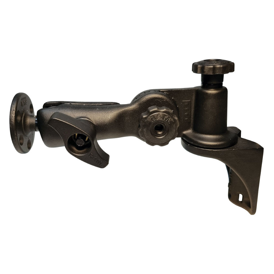 RAM Mounts Rachet Vertical Mount/Horizontal Mount with D Ball Round Base to suit Transducer Poles