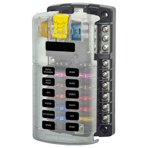 Relaxn 12 gang Fuse Block with Clear Cover & Negative Bus