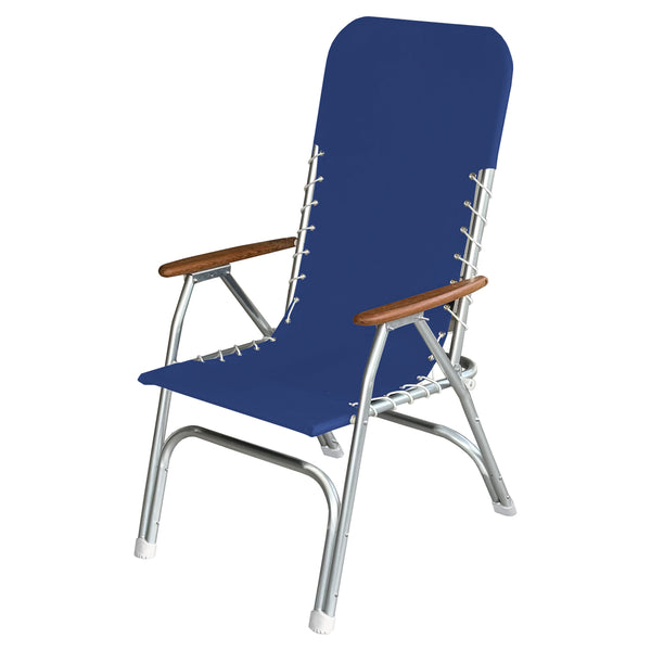 High Back Aluminum Deck Chair - Pacific Blue
