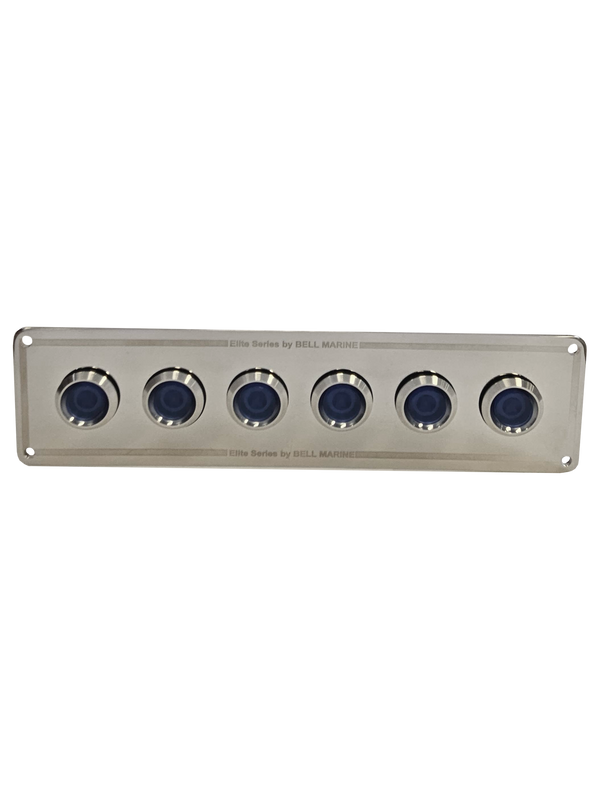Bell Marine Elite Backlit Switch Panel 6 Gang Inline or SBS 15 AMP - 6 Gang Inline