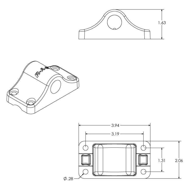 RAM Mounts ROD® Bulkhead Spline Post Base