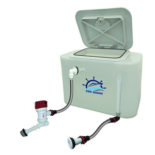 RWB Marine Deluxe Livewell Bait Tank with Hatch, Rule Pump & Flowrite Fittings