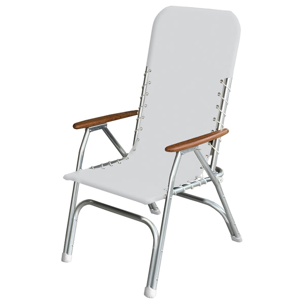 High Back Aluminum Deck Chair - White