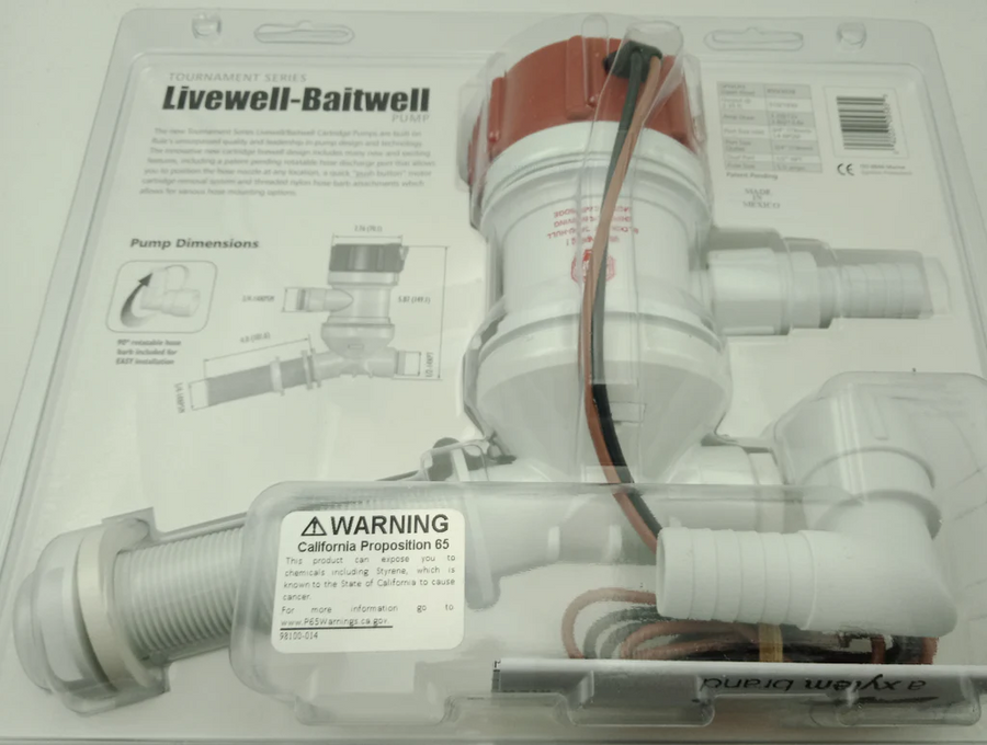 Rule 430C - 12V 800GPH Tournament Series Livewell Baitwell Pump - Angled Inlet