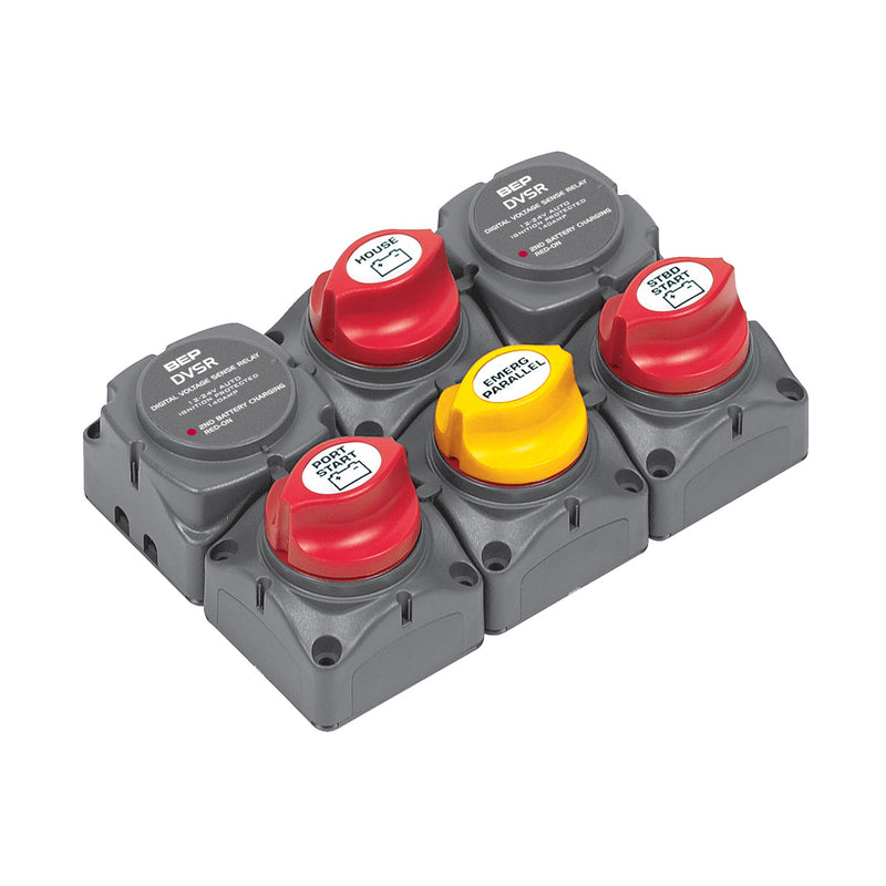 BEP Battery Distribution Cluster with DVSR – Twin Outboard Three Battery Banks