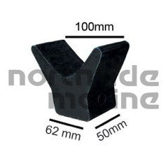 3” Rubber V Block Black. Bore Size: 12mm. Base Size: 62mm x 50mm.